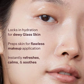 Peach & Lily cucumber water droplet on leaf, cooling hydration visibly highlighted