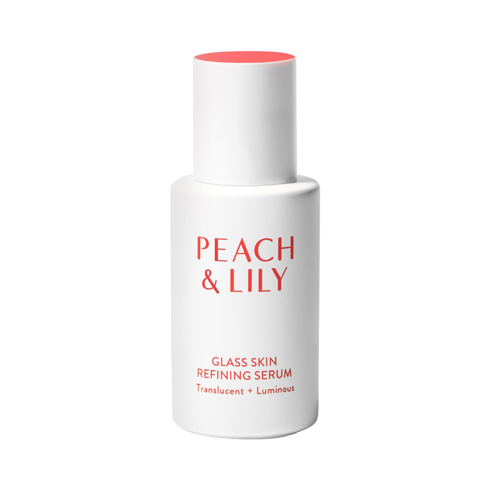 Peach & Lily front packaging showing the serum bottle and label, highlights clean formula benefit