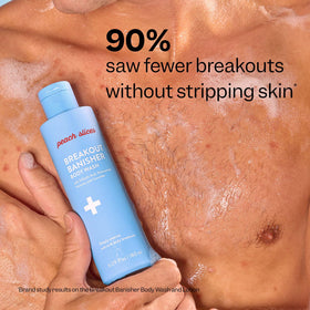 Peach & Lily in-shower use on back and chest demonstrating targeted cleansing