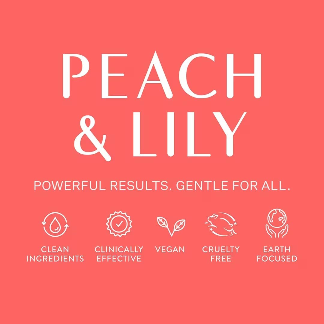 Peach & Lily ingredients label close-up highlighting vegan and cruelty-free benefit