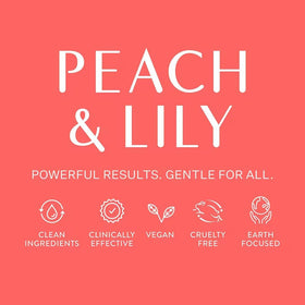 Peach & Lily ingredients label close-up highlighting vegan and cruelty-free benefit