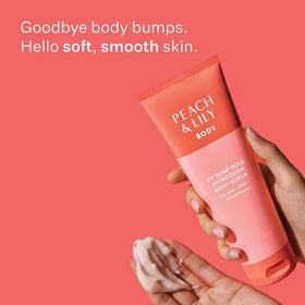 Peach & Lily scrub texture close-up revealing micro-crystals for gentle smoothing