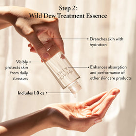 Peach & Lily serum dropper displaying lightweight refining texture and smoothing benefit