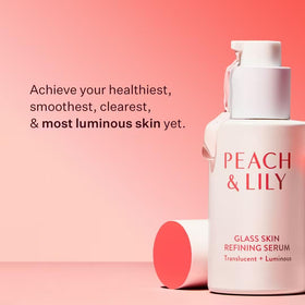 Peach & Lily pump dispensing a drop, demonstrating controlled application and hygienic use