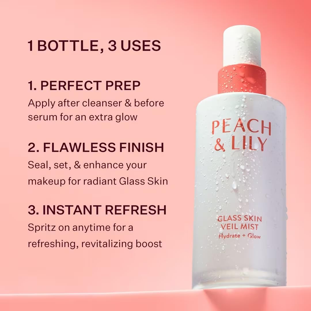 Peach & Lily bottle in hand for scale, pocket-sized hydration ready to go
