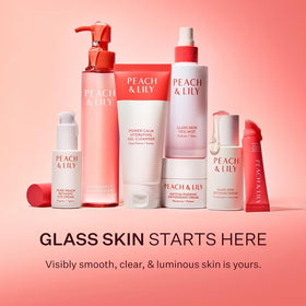 Peach & Lily product texture on skin, imparts instant dewy, glass-like finish