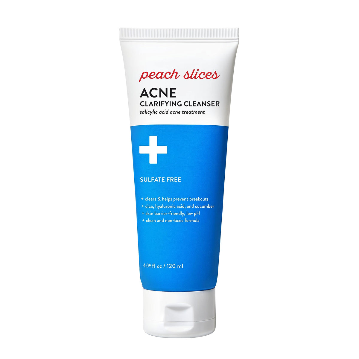 Peach Slices front packaging showing cleanser and branding for clear-skin confidence