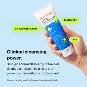 Peach Slices creamy foam texture on skin showing gentle cleansing action