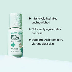 Peach Slices close up of serum drop highlighting lightweight texture and absorbency