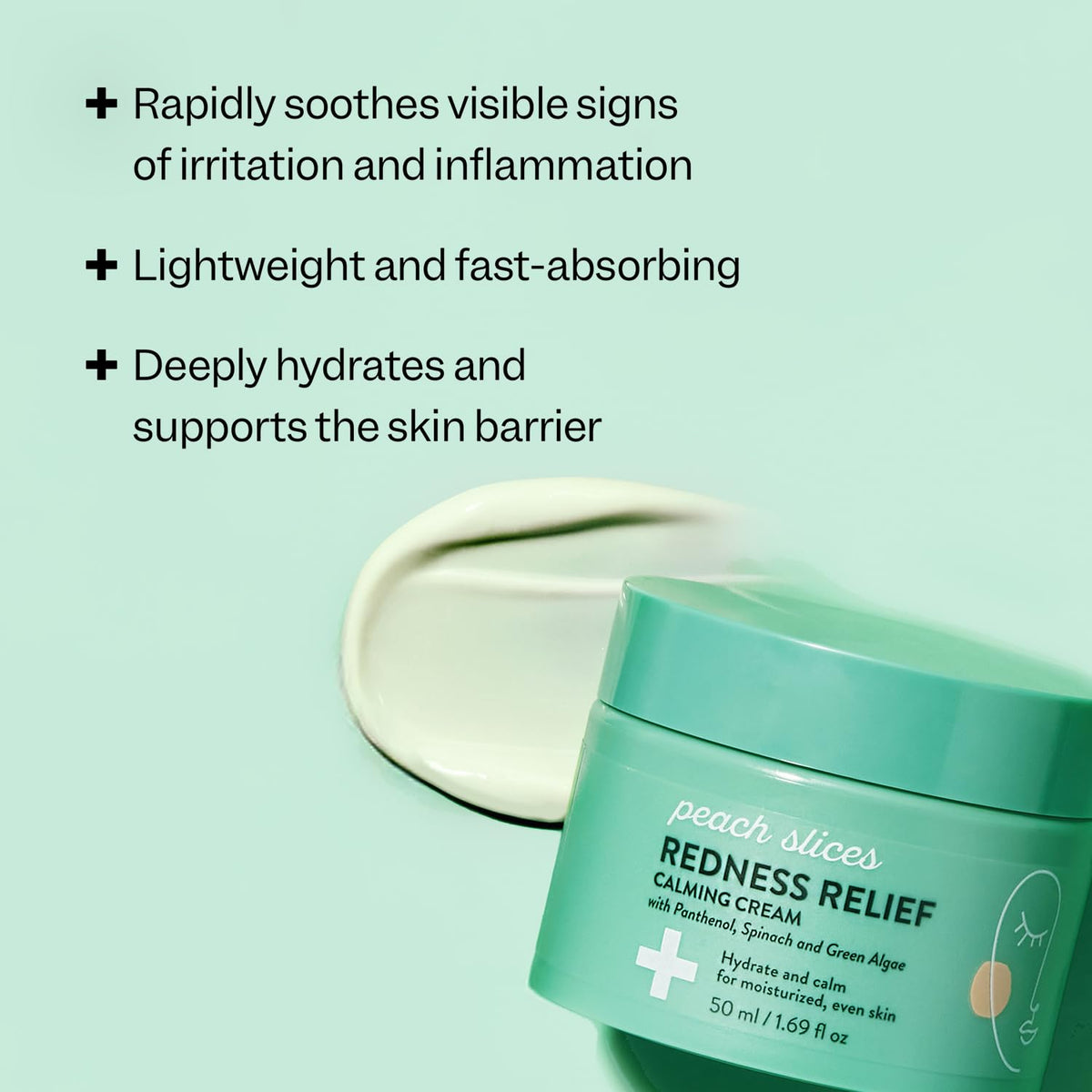 Peach Slices cream on hand demonstrating lightweight, soothing feel