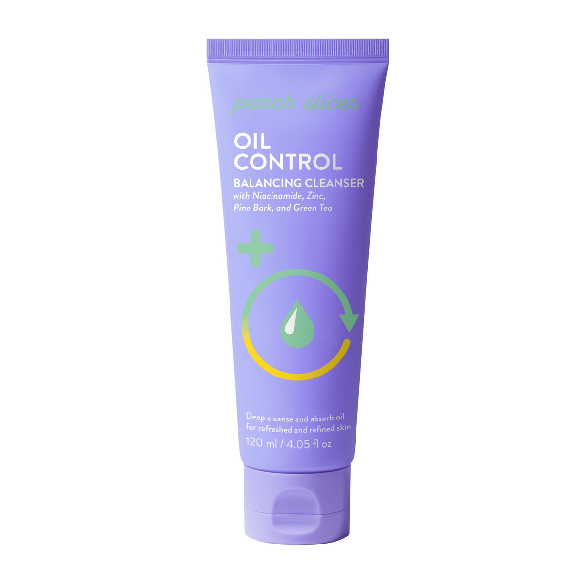 Peach Slices front packaging showing cleanser tube for clear, balanced skin