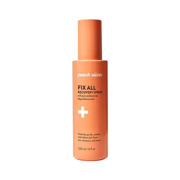 Peach Slices front bottle showing Fix All Recovery Spray for calming skin