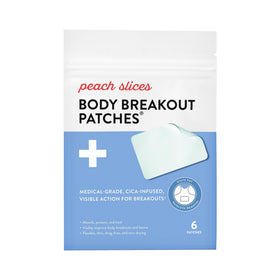 Peach Slices front packaging showing product benefits and six patches