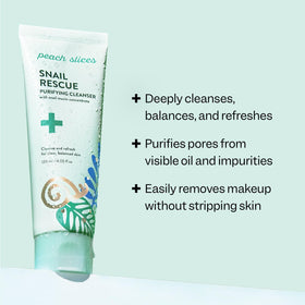 Peach Slices pump dispensing clear gel texture for gentle cleanse