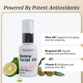 Peaches Skin Care bottle next to a coin for 1 oz scale, showing compact travel-friendly size