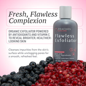 Peaches Skin Care close-up of scrub texture highlighting gentle exfoliating coffee particles