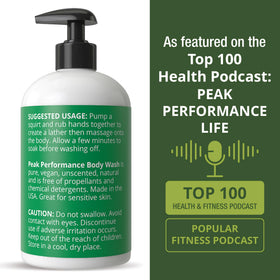 Peak Performance ingredient label listing organic oils and botanical extracts