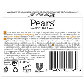 Close-up of Pears soap texture highlighting glycerin clarity and moisturizing feel