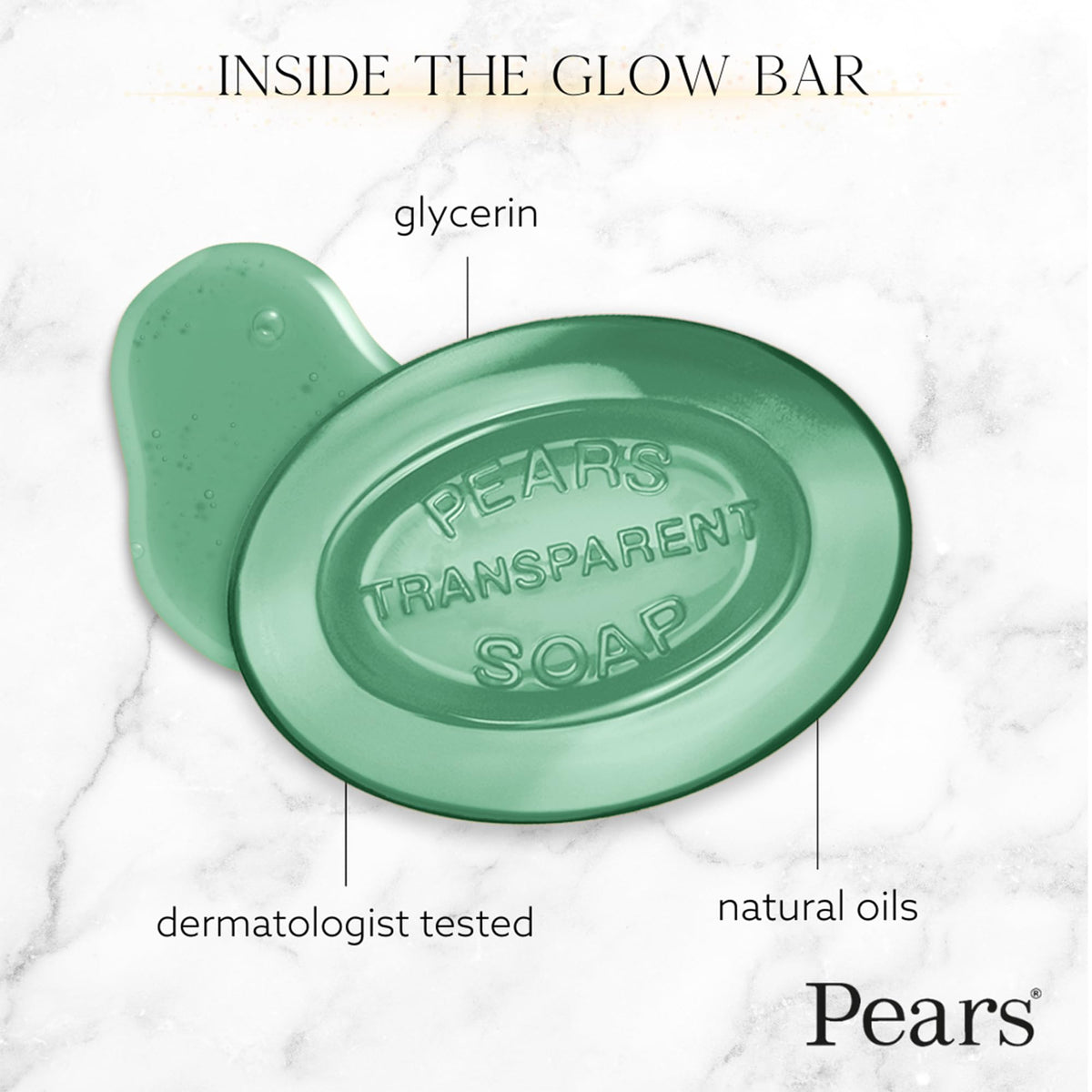 Pears lather in hand demonstrating soft foam and moisturizing benefit