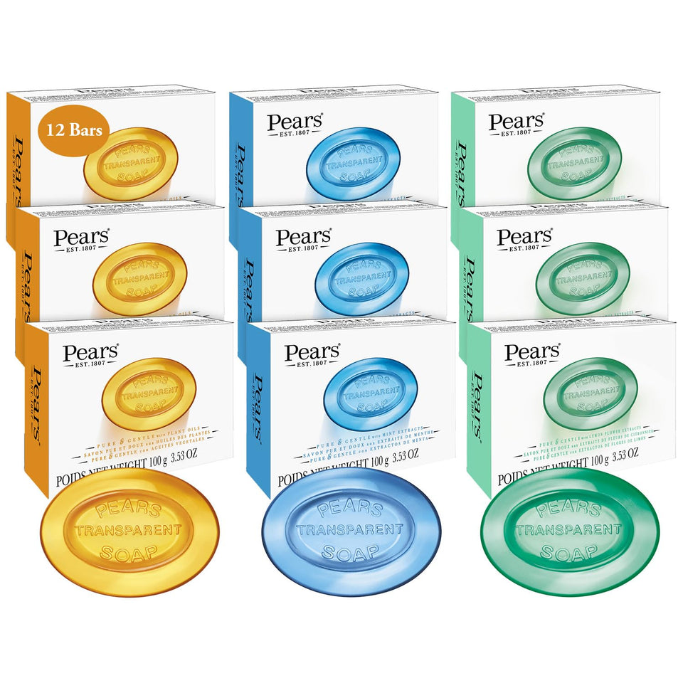 Pears front packaging 12-pack showing bars and labeling for convenient stocking