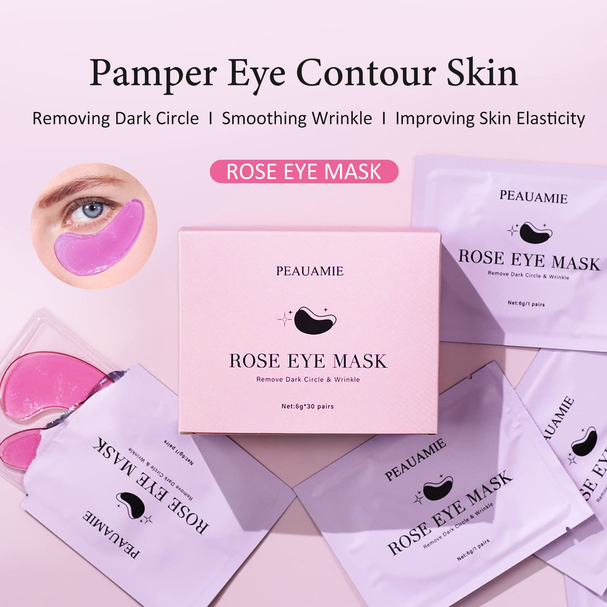 PEAUAMIE removed patches after 20 minutes showing smooth, refreshed under-eye
