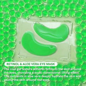 PEAUAMIE model applying patch under eye demonstrating de-puffing