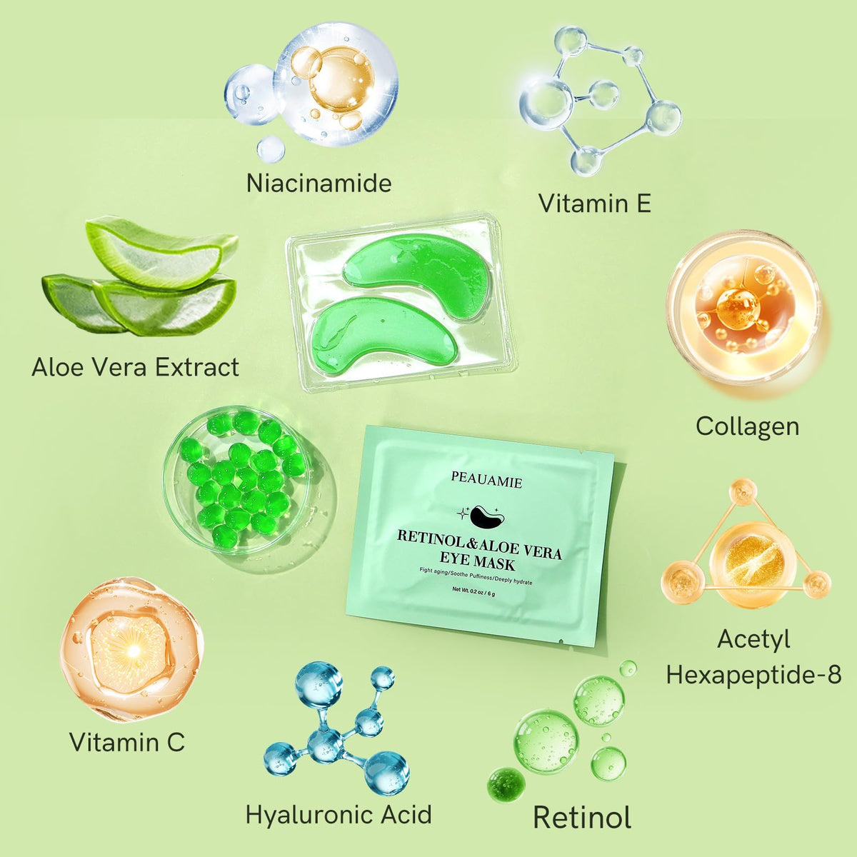 PEAUAMIE patch with visible essence droplet showing nourishing serum