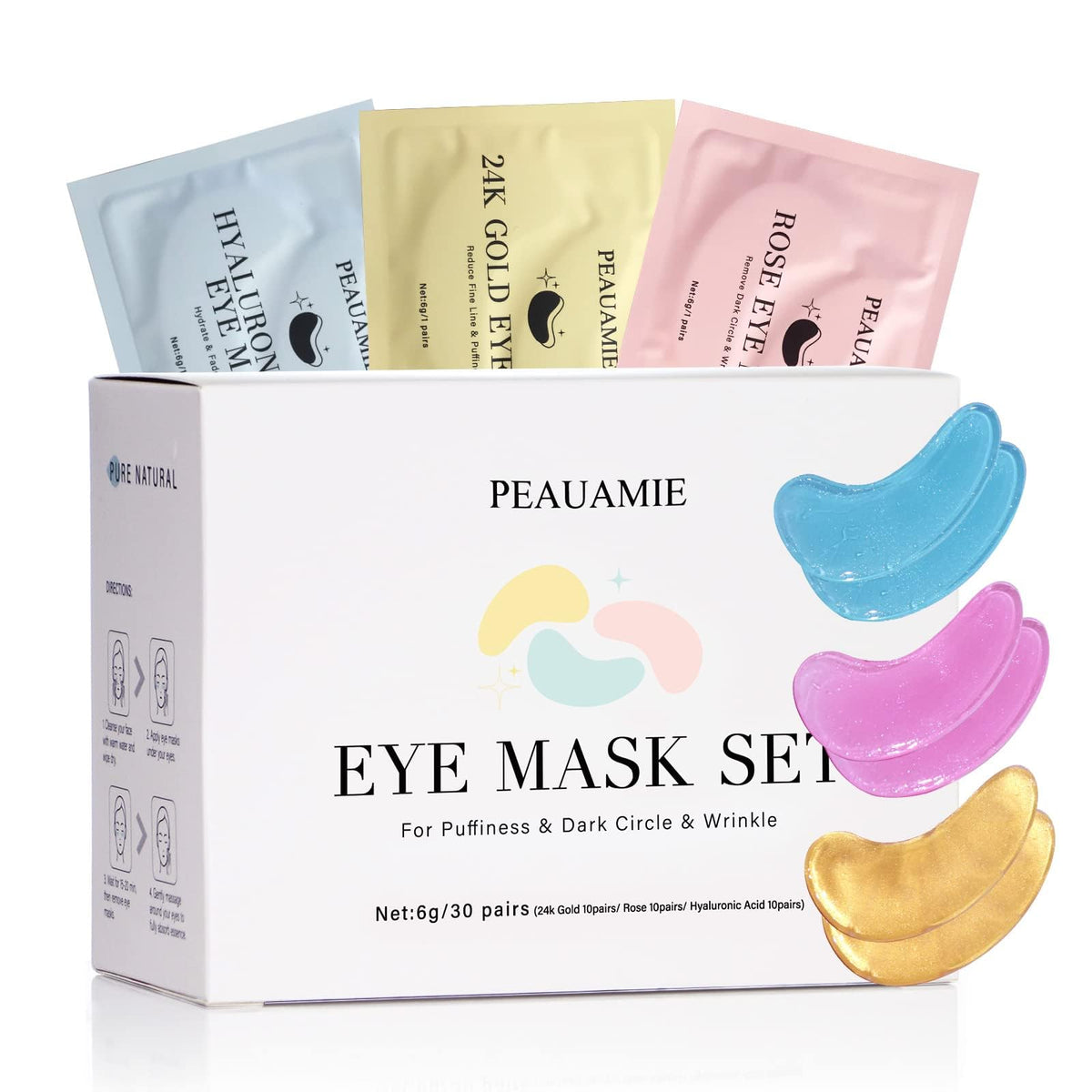 PEAUAMIE front packaging showing 30 pairs and trio formulas for convenience