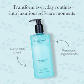 Pecksniff's label close-up highlighting scent and handcrafted origin