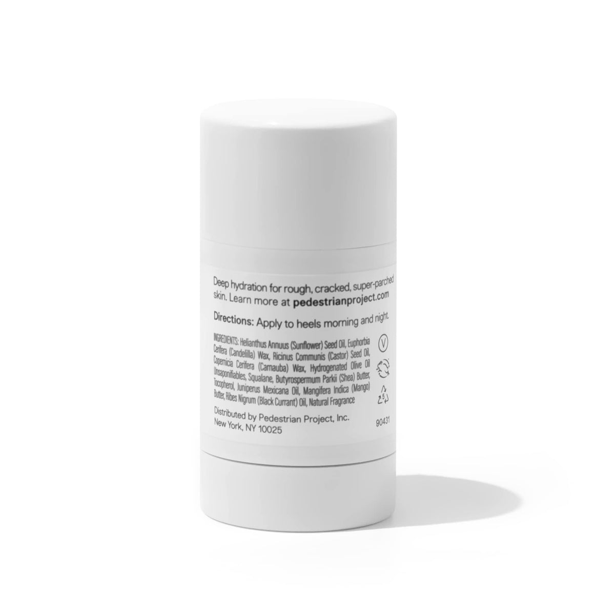 Pedestrian Project open jar texture showing creamy balm that softens rough skin
