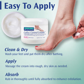 Pedifix being applied to heel for noticeable softening and hydration