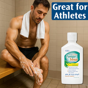 Pedifix bottle in hand for scale demonstrating compact travel-friendly size benefit