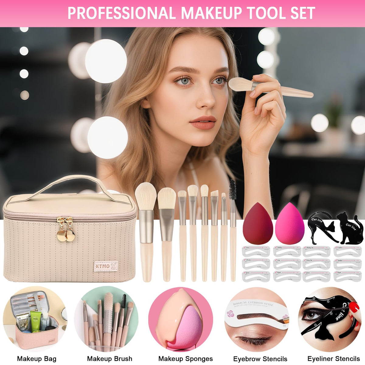 Peenice makeup brush set close-up for precise application