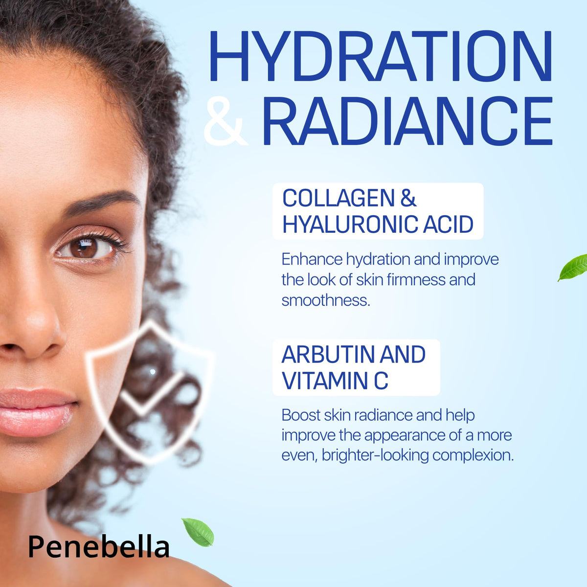 PENEBELLA applied to face and neck demonstrating lightweight absorption