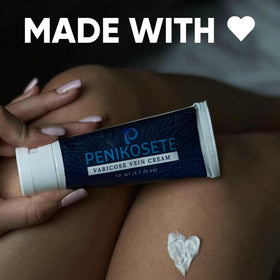 Illustrative before and after legs showing PENIKOSETE improves skin tone appearance benefit