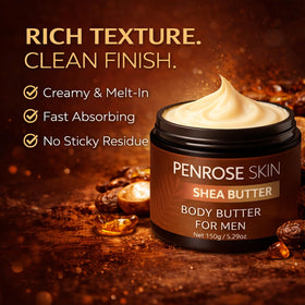 Penrose Skin shea butter ingredient spoon showcasing rich moisture and barrier support