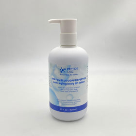 PeptideLabz lotion on bathroom shelf staged in lifestyle setting for daily use