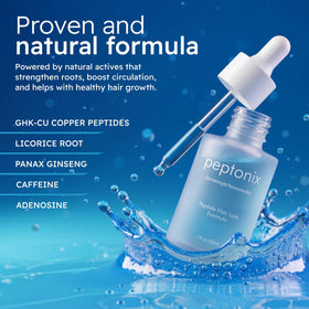 Applying Peptonix to scalp demonstrating targeted application benefit