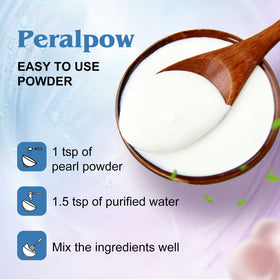 Peralpow hair treatment jar with spoon, showing brand boosting shine