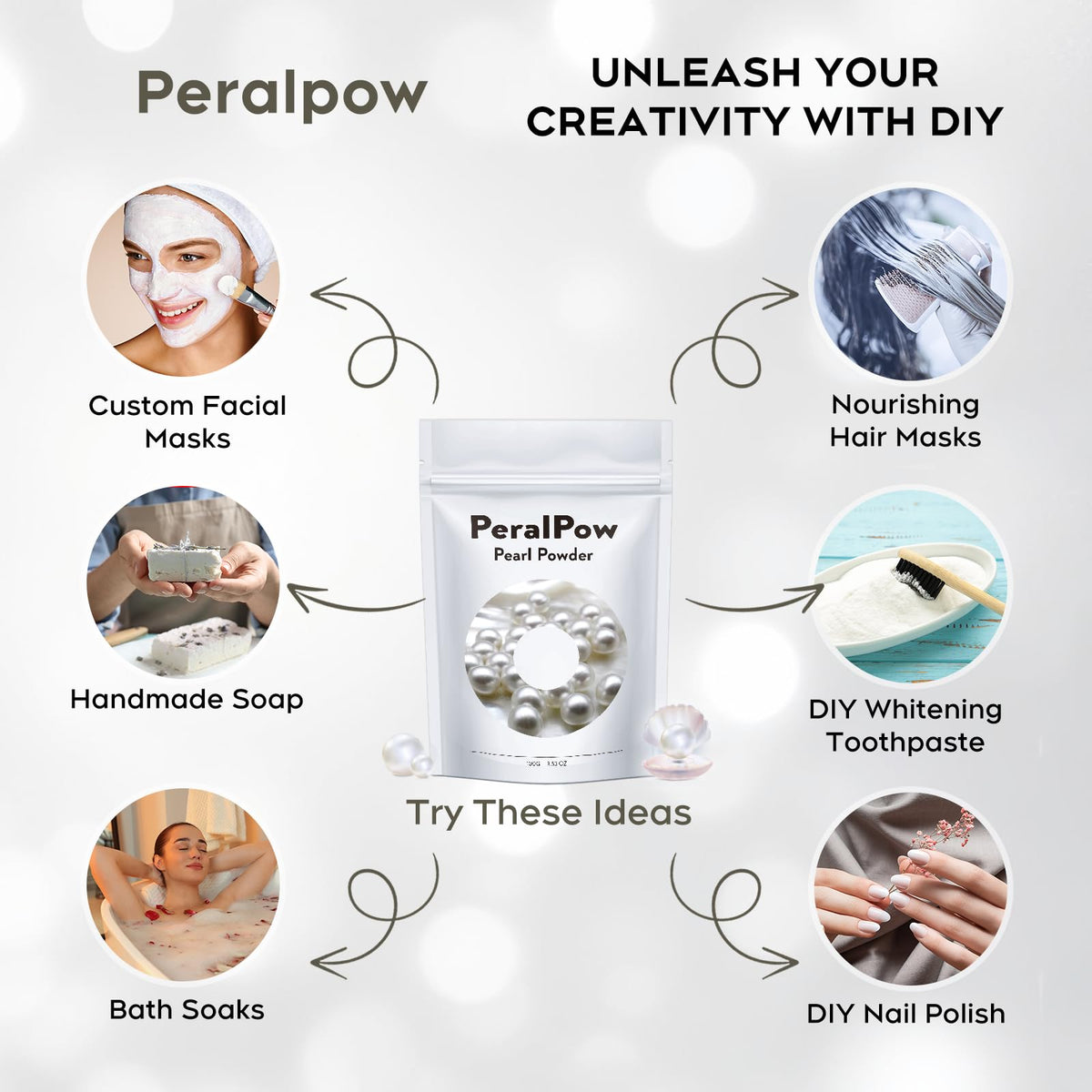 Peralpow used in a nail soak setup to condition cuticles and strengthen nails