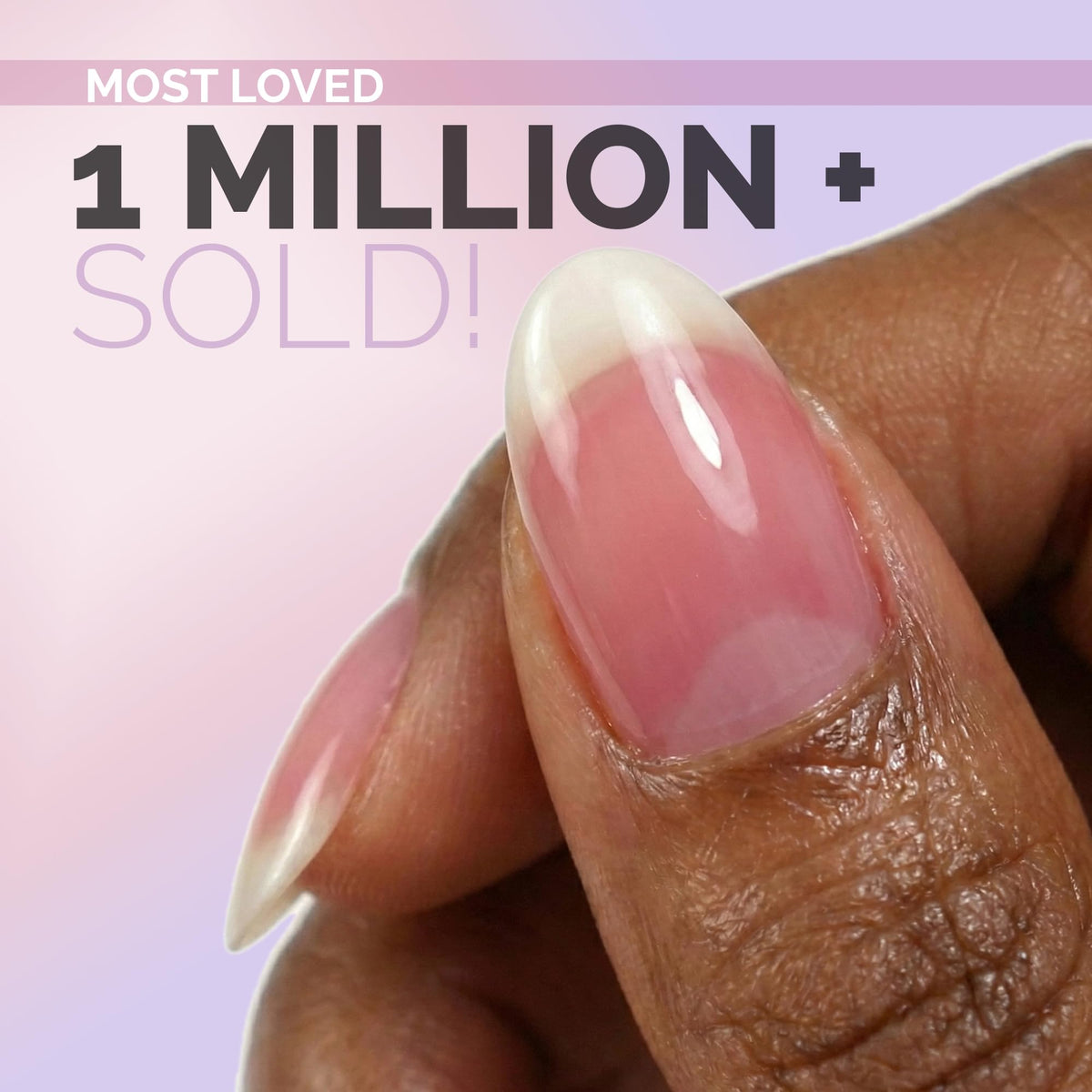 Perfect Formula texture swatch on nail tip showing sheer ruby-pink sheen and coverage