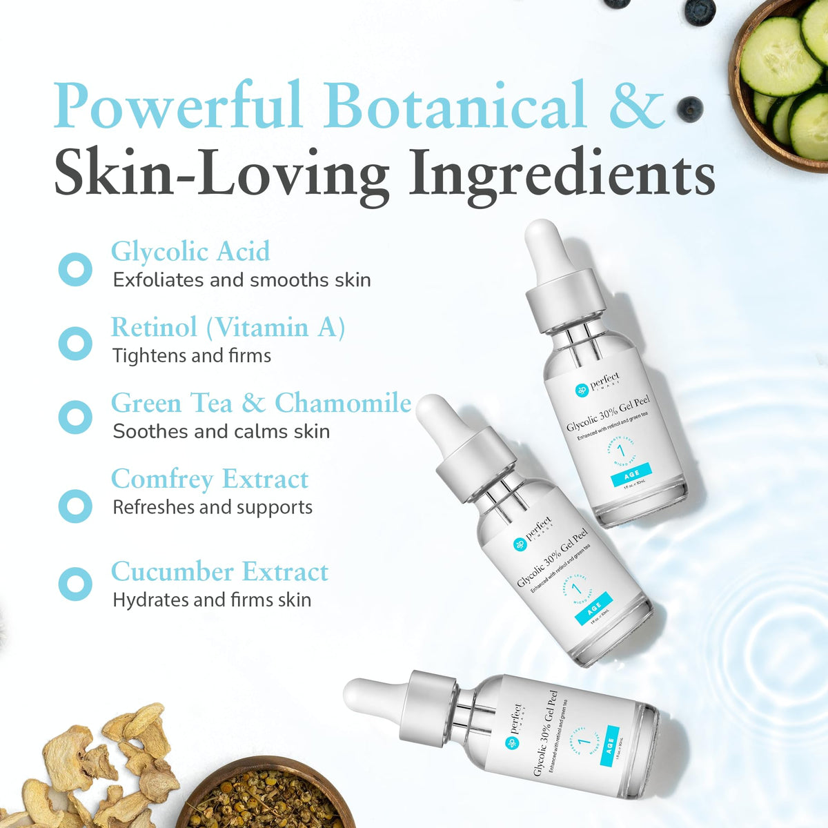 Perfect Image bottle label detail highlighting ingredients and strength