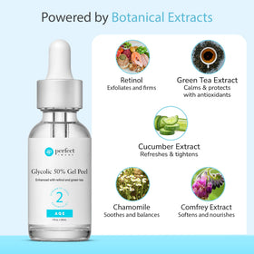Perfect Image label detail highlighting glycolic, retinol, green tea benefits