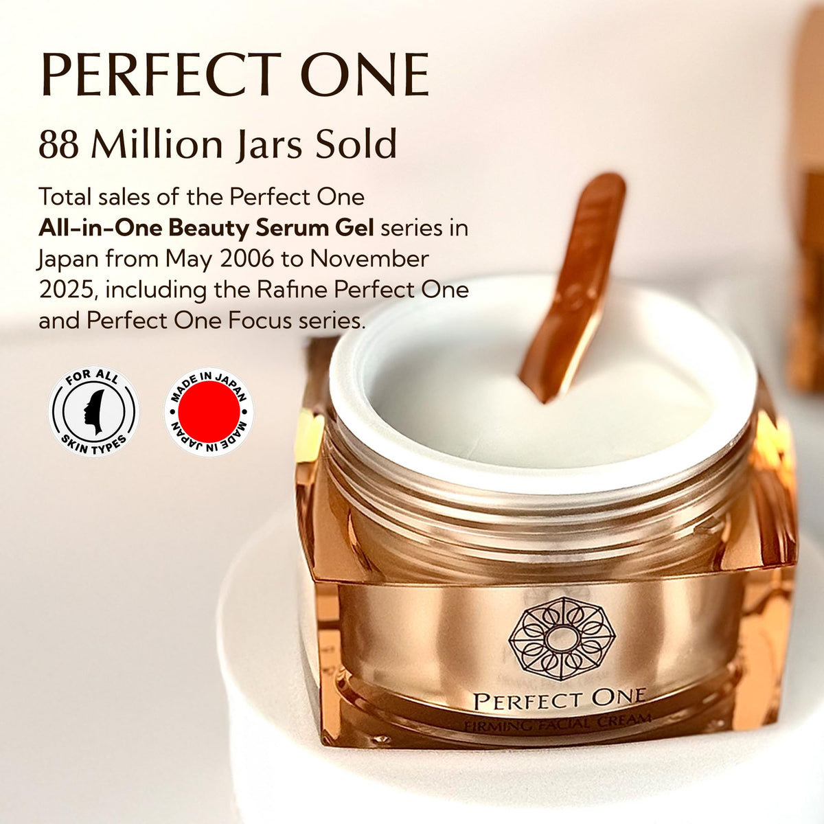 PERFECT ONE 50g jar next to coin showing compact travel-friendly size