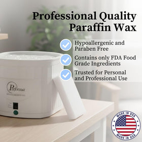 Performa melted wax in a paraffin bath unit demonstrating quick, clear liquid coverage