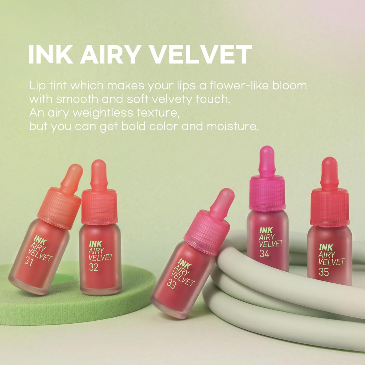 Peripera texture close-up highlighting smooth airy velvet finish and moisturizing feel
