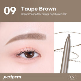 PERIPERA model applying pencil for natural defined brows