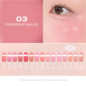 Peripera shade comparison on hand showing buildable color options benefit