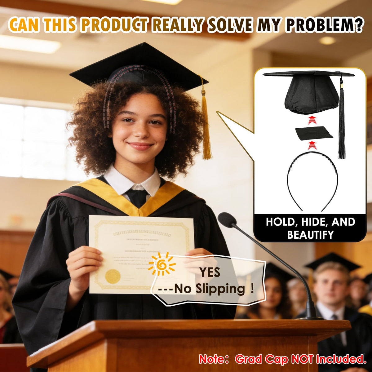 PerldVerge black band on straight hair ensuring steady cap wear