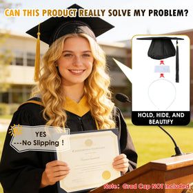 PerldVerge insert fitted inside mortarboard showing discreet interior attachment and stability